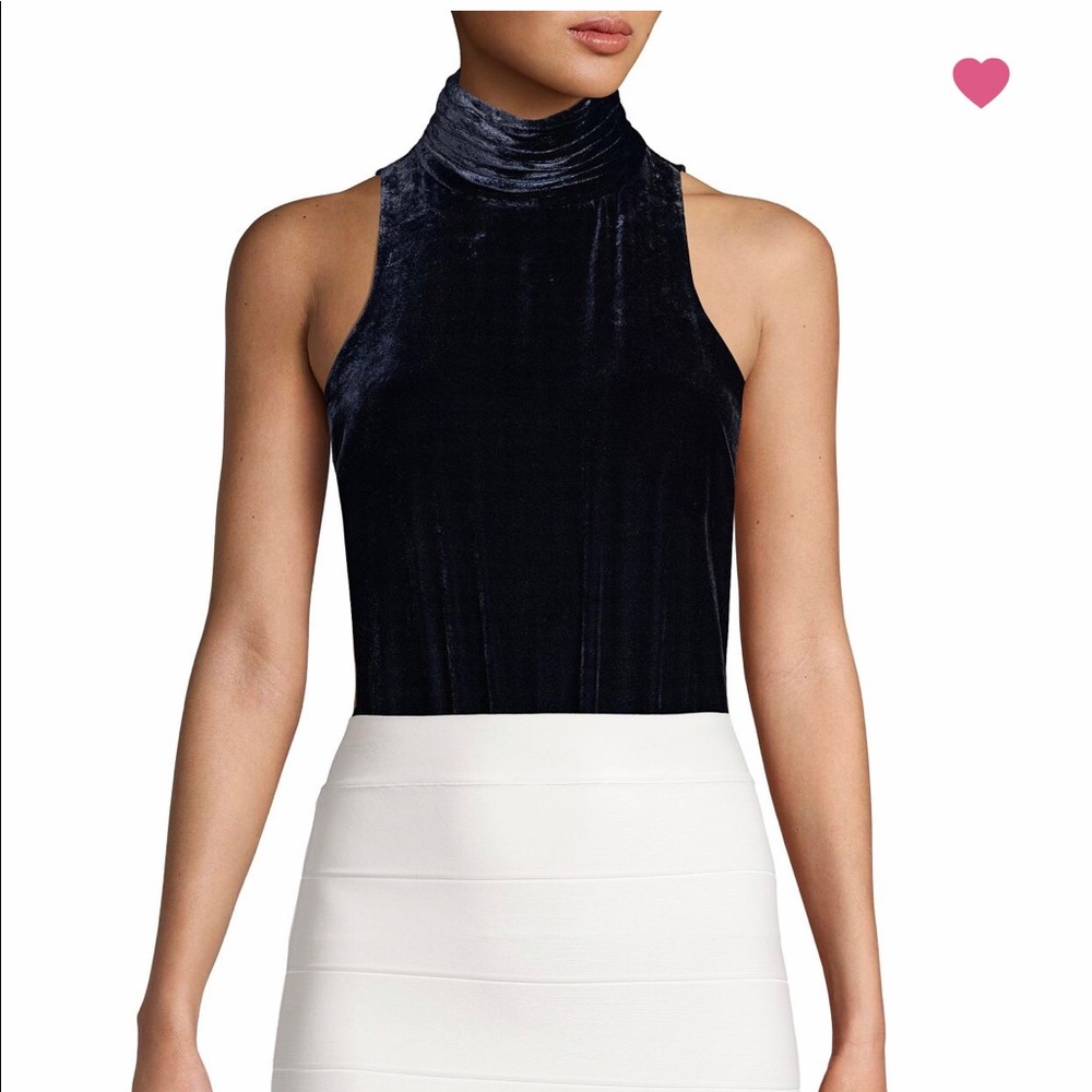 Sleeveless bodysuit tailored from luxe velvet.
